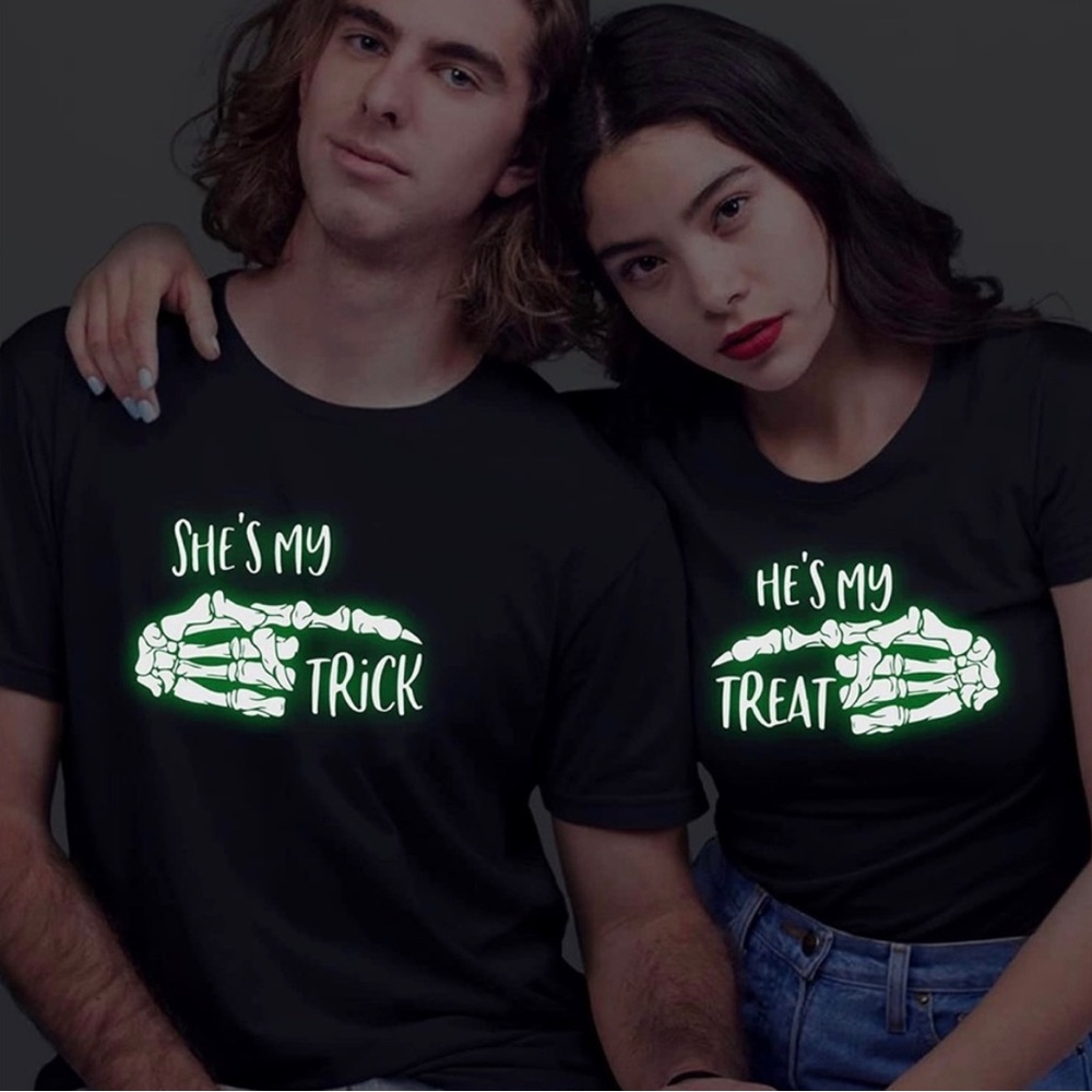 Halloween Couple Shirt She’s  my Trick He’s my Treat T shirt Bundel